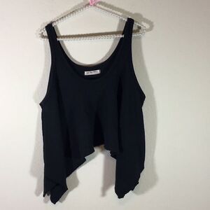 We The Free Top Black Knit Shark Bite Tank Goth Sleeveless Scoop Neck Size XS